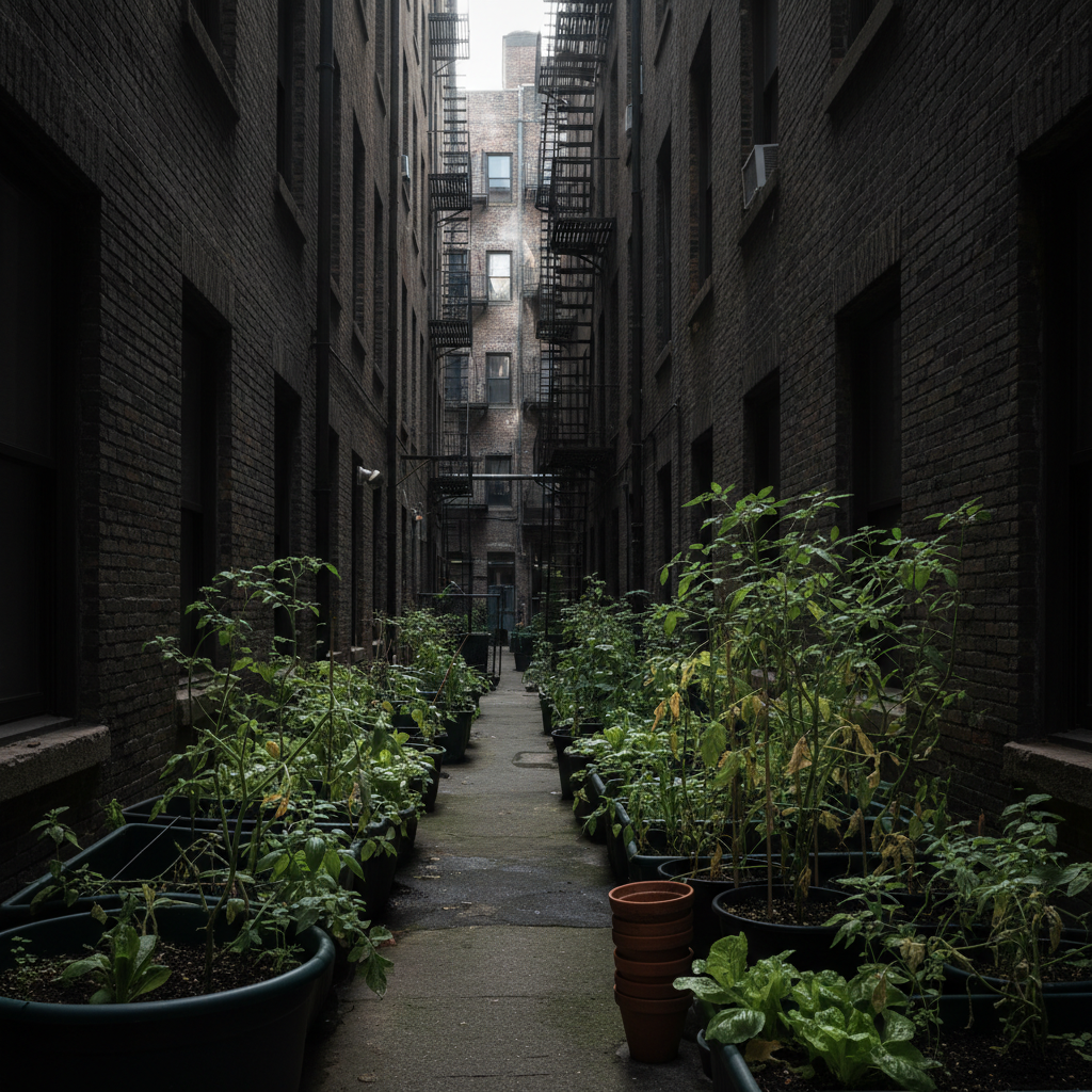 7 Common Mistakes in Urban Gardening and How to Avoid Them Urban garden with inadequate sunlight exposure