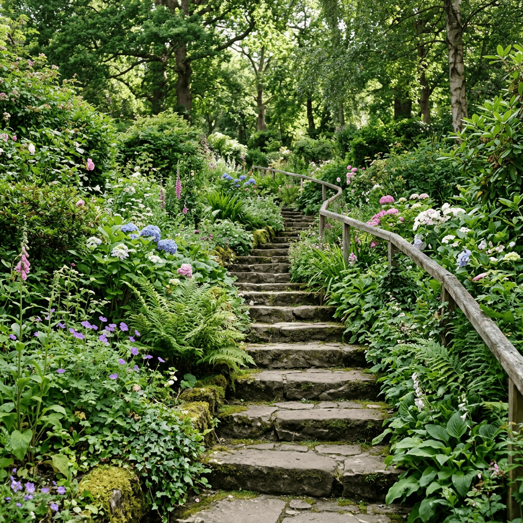 10 Stunning Garden Step Designs to Inspire You Natural stone steps winding through a lush garden